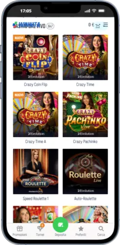 Catalogo dei giochi live su Winnita Casino mobile con tavoli e giochi in tempo reale