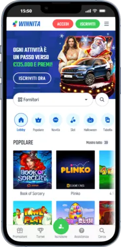 Pagina di registrazione di Winnita Casino che mostra dove giocare ad Aviator online per i giocatori in Italia